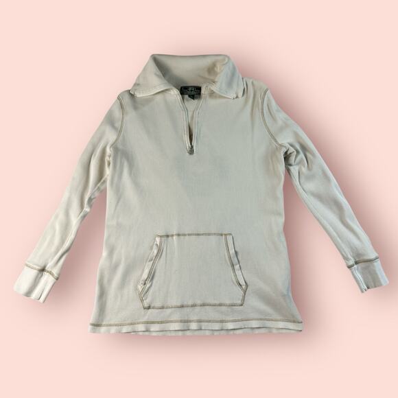 Ralph Lauren Active Cream Gold 1/4 Zip Womens Plus Size 1x Y2K Cyber Goth Grunge - Picture 2 of 7